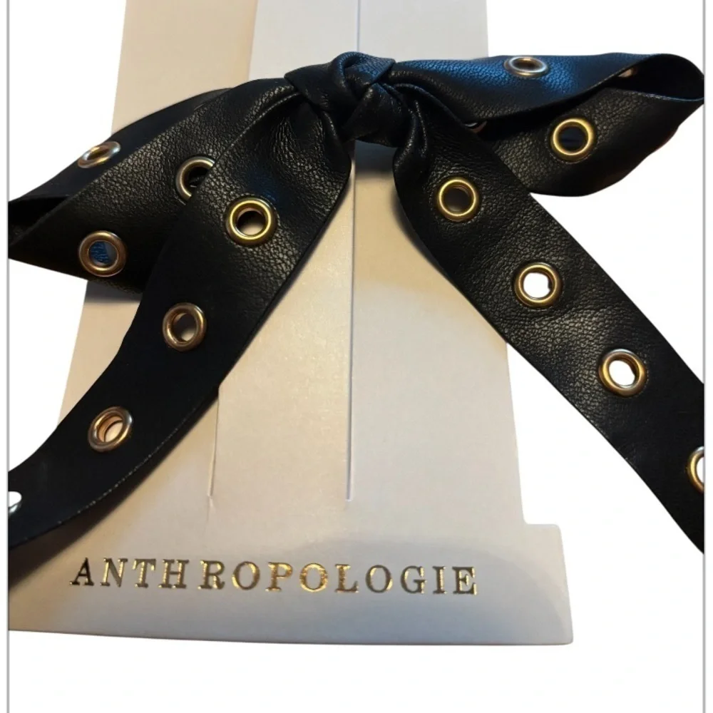 Anthropologie Faux Leather Grommet Bow clip NWT